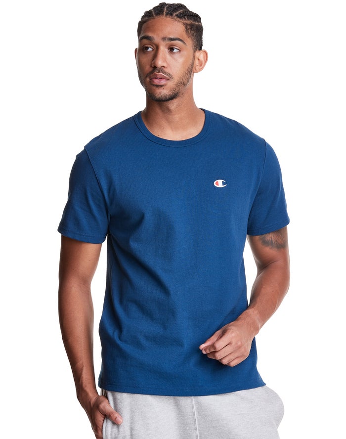 Champion Mens T-Shirt NZ - Heritage C Logo Blue ( 9237-GINKF )